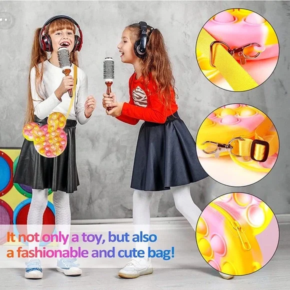 Pack of Bracelet Pop Shoulder Purse Keychain Crossbody Push Bubble Fidget Toy Toys